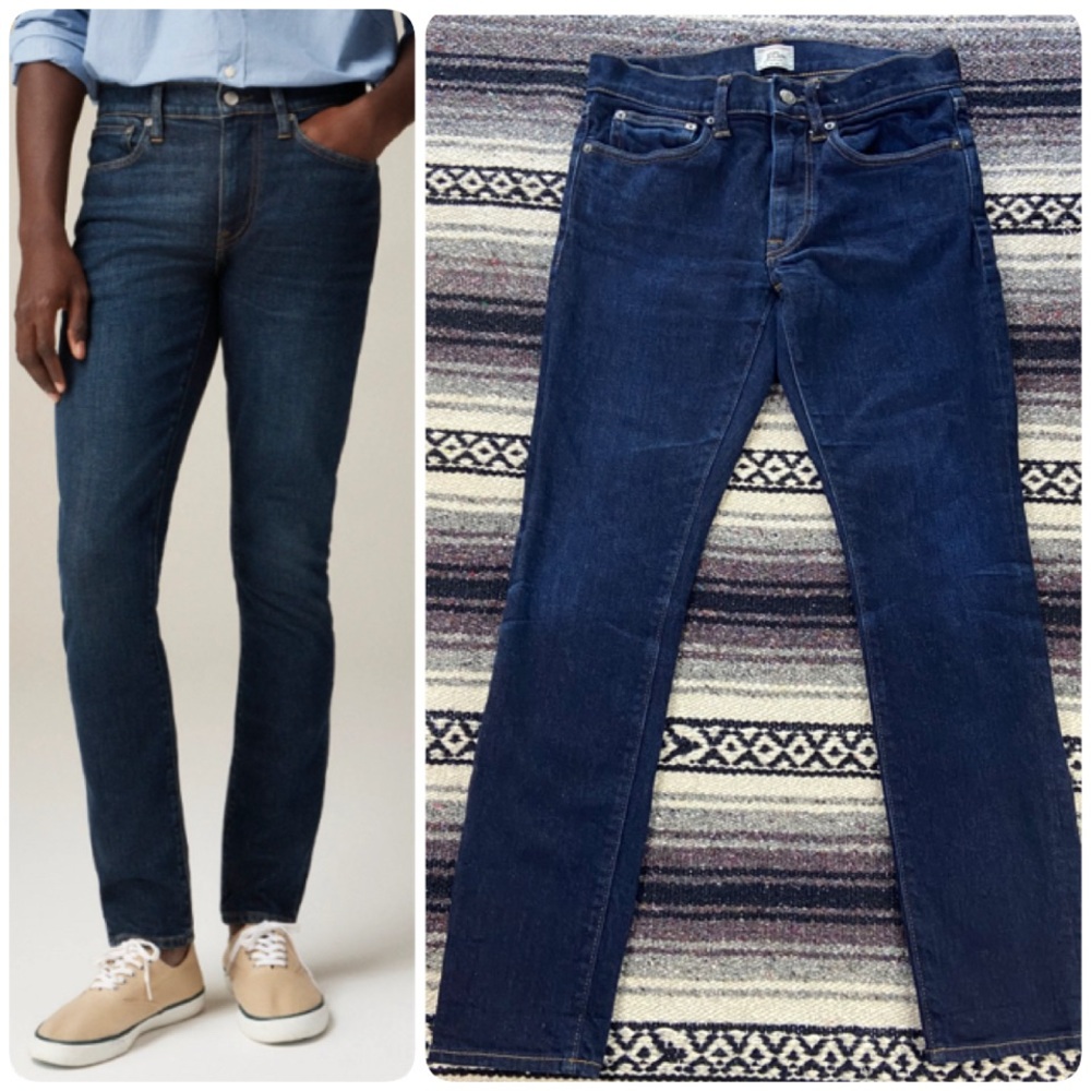 J. Crew Men’s Skinny Jeans in Dark Blue Denim